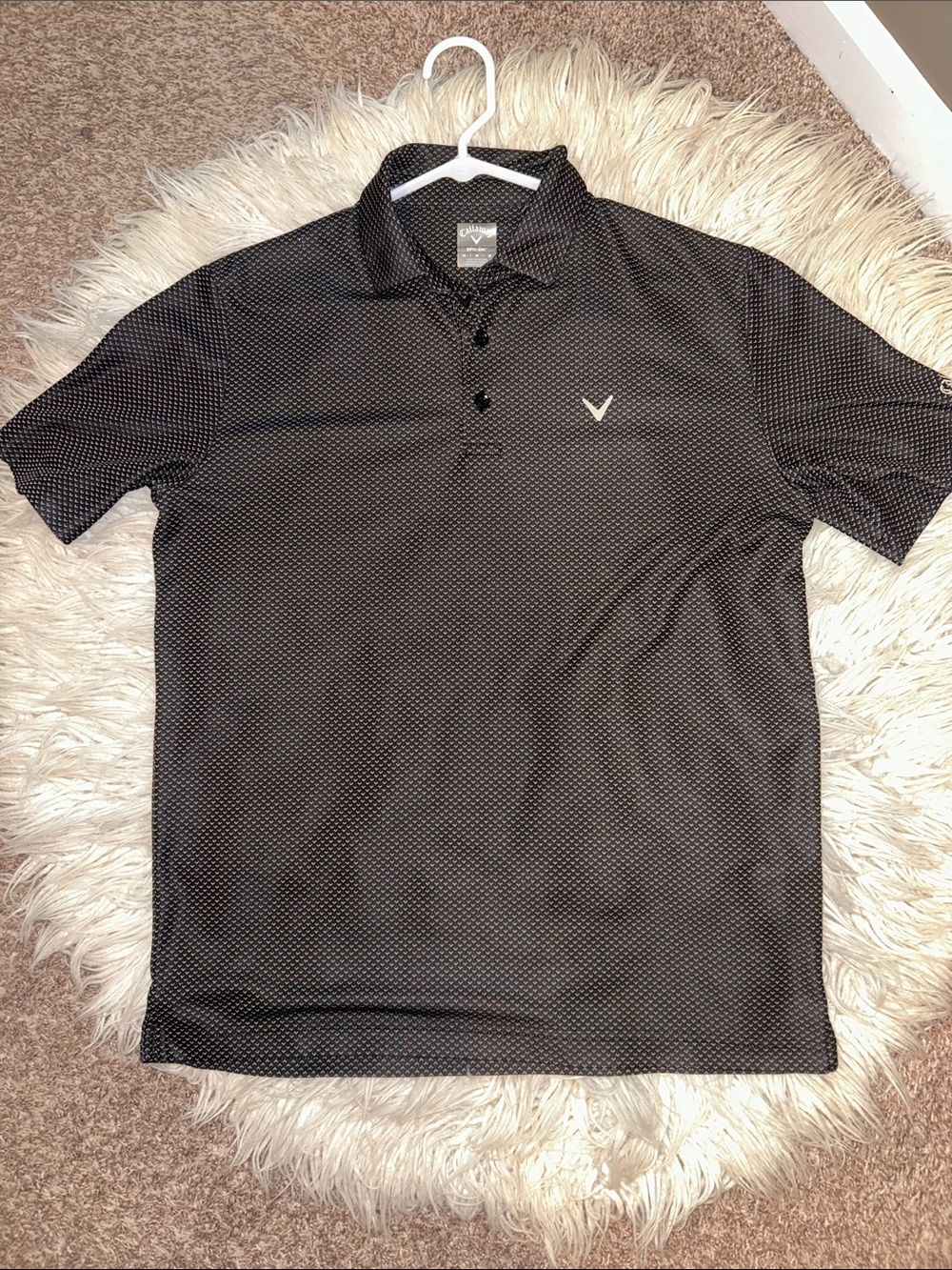 Callaway Men’s medium Black Microdot Polo with White Logo